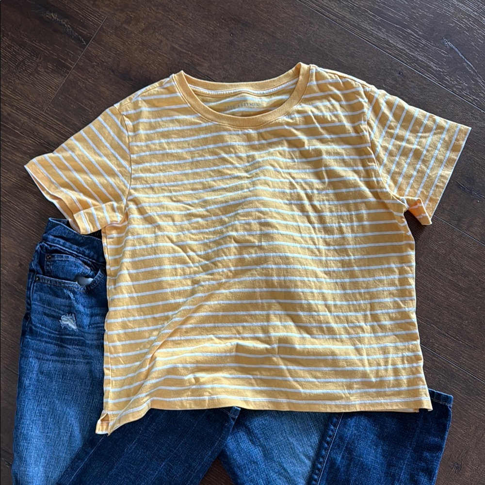 Striped Yellow Box-Tee Shirt